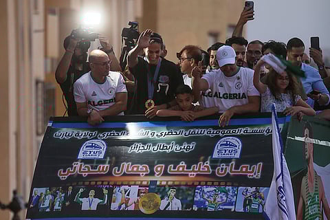 Imane Khelif, Women's 66 kg boxing Olympic gold medalist, returns home from the 2024 Paris Olympic Games in Tiaret